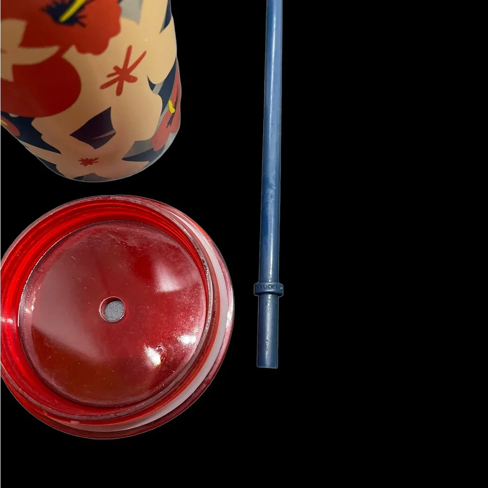 Starbucks Stainless Steel Hibiscus Tumbler 24 OZ Plastic‎ Lid